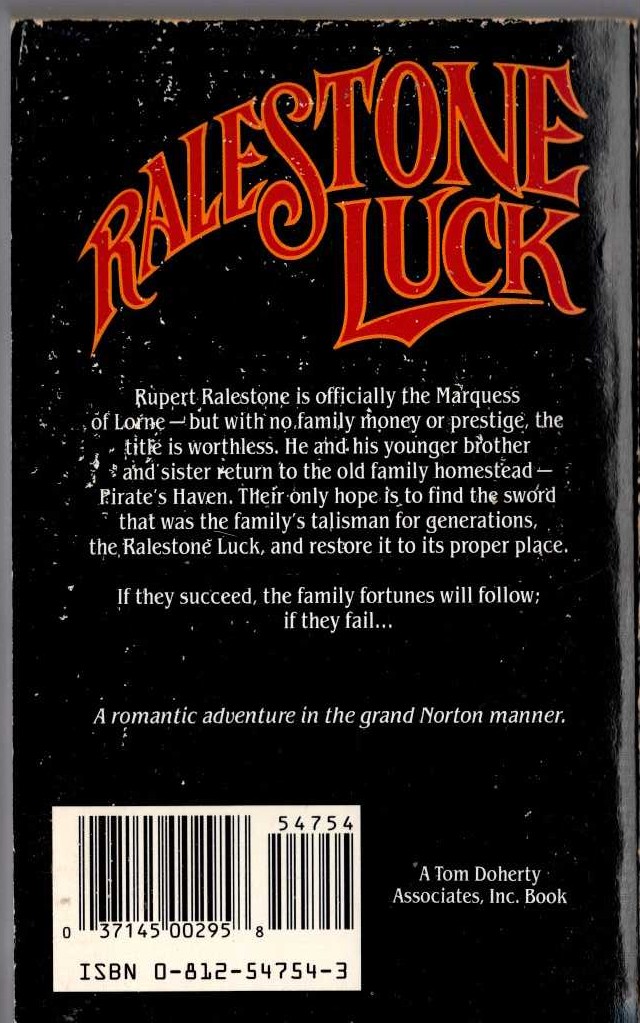 Andre Norton  RALLESTONE LUCK magnified rear book cover image