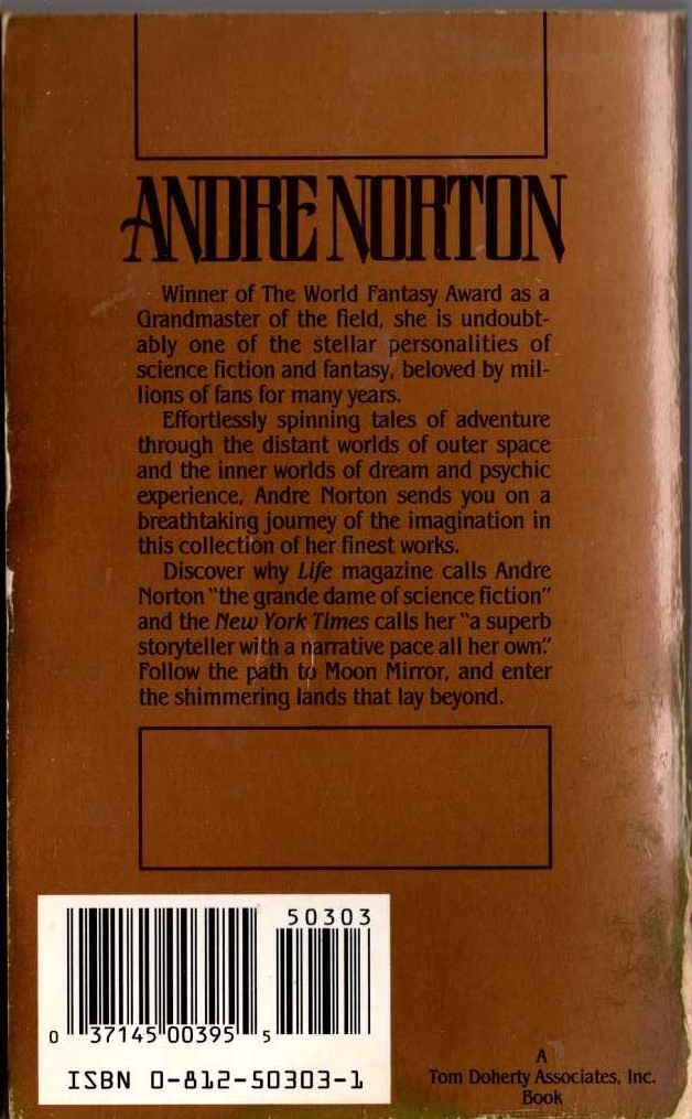 Andre Norton  MOON MIRROR magnified rear book cover image