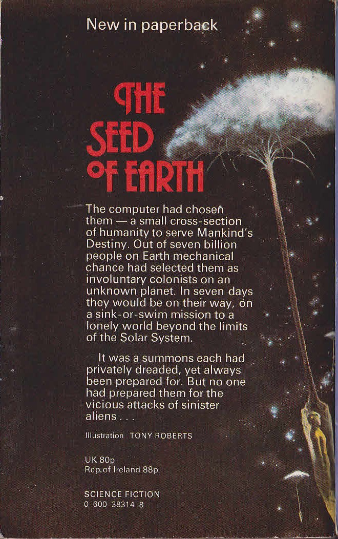 Robert Silverberg  THE SEED OF EARTH magnified rear book cover image