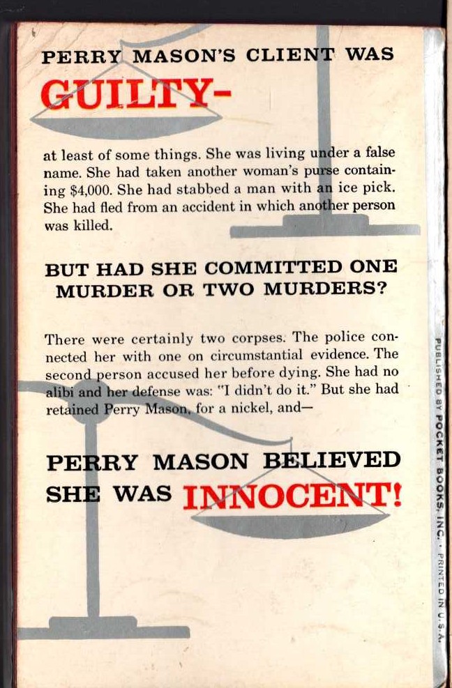 Erle Stanley Gardner  THE CASE OF THE FOOT-LOOSE DOLL magnified rear book cover image