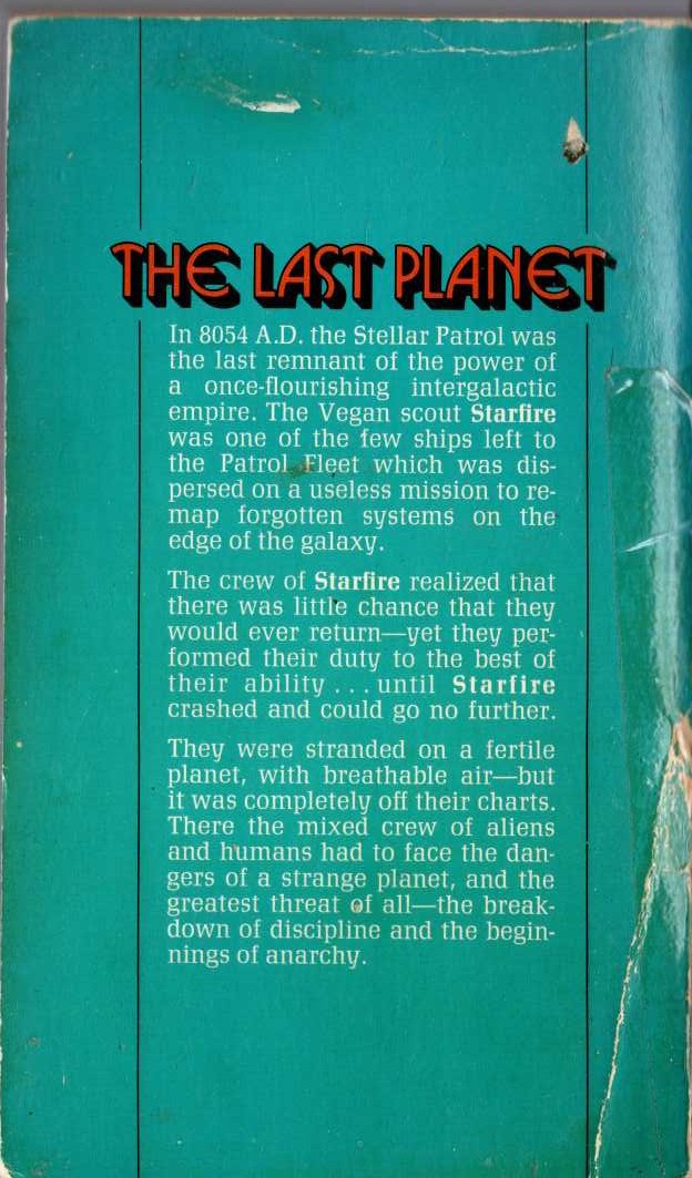 Andre Norton  THE LAST PLANET magnified rear book cover image