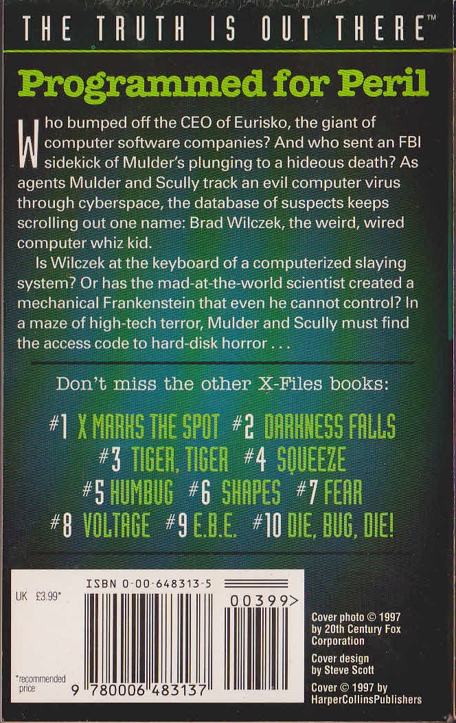 Les Martin  THE X FILES #11: GHOST IN THE MACHINE magnified rear book cover image