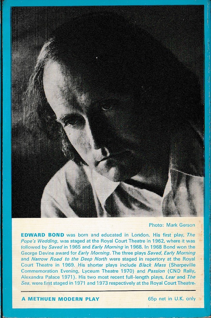 Edward Bond  THE SEA magnified rear book cover image