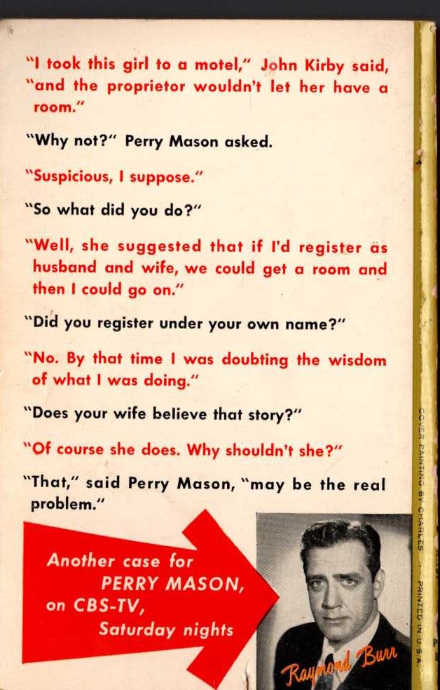 Erle Stanley Gardner  THE CASE OF THE SCREAMING WOMAN magnified rear book cover image