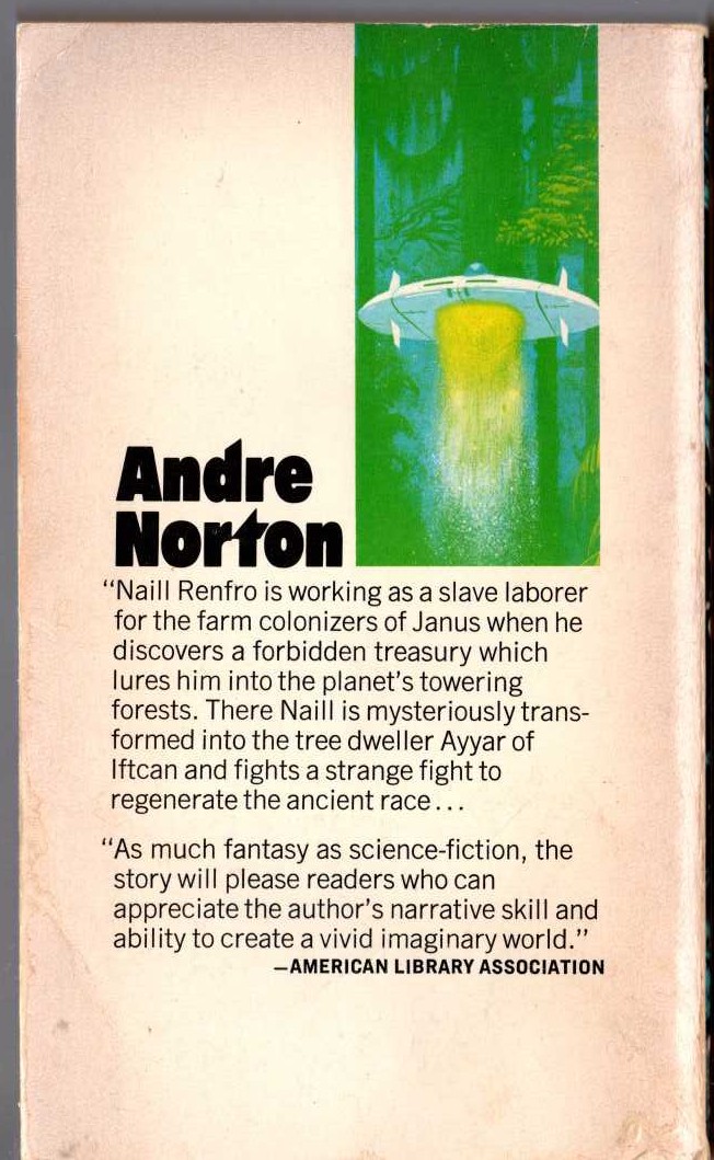 Andre Norton  JUDGEMENT ON JANUS magnified rear book cover image
