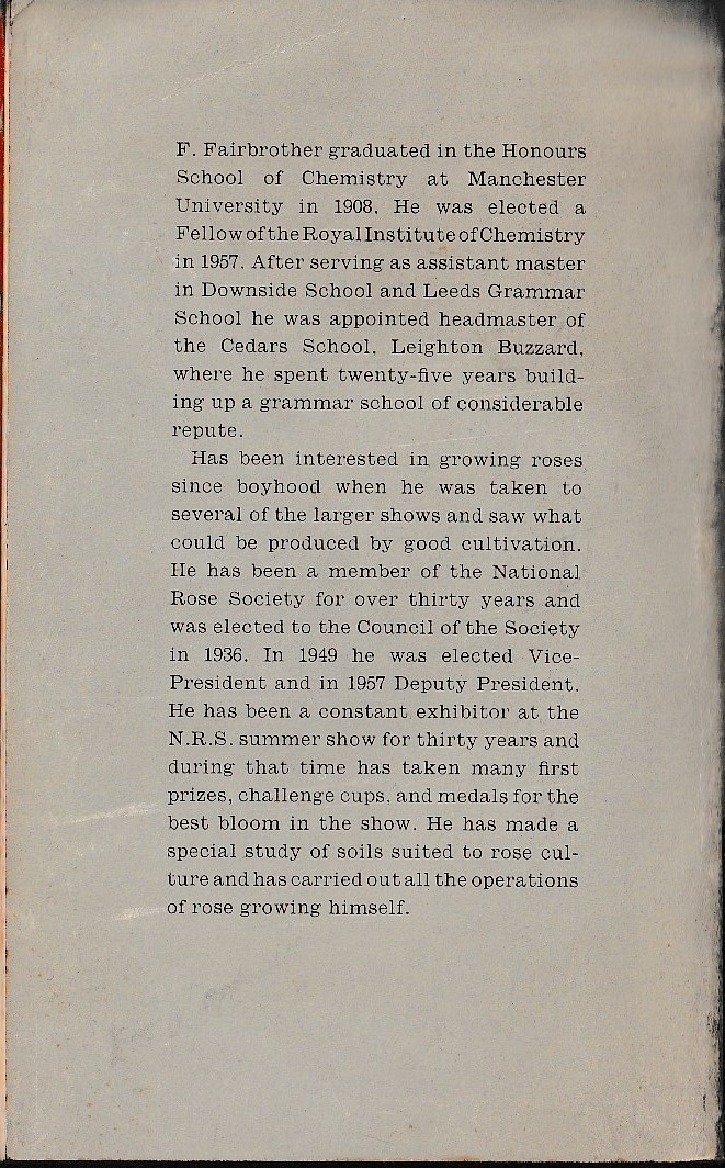 F. Fairbrother  ROSES magnified rear book cover image