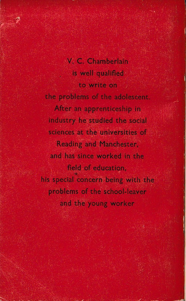 V.C. Chamberlain  ADOLESCENCE TO MATURITY magnified rear book cover image