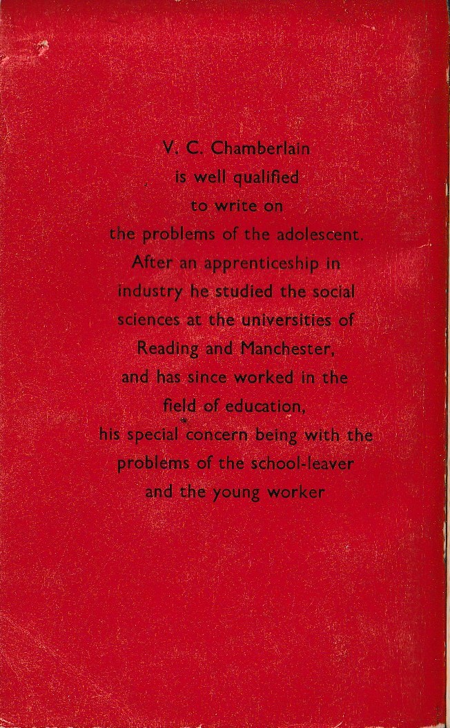 V.C. Chamberlain  ADOLESCENCE TO MATURITY magnified rear book cover image
