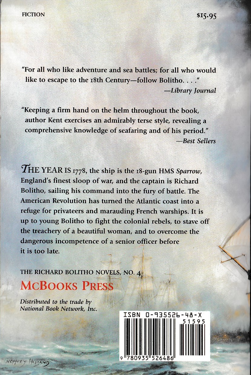 Alexander Kent  SLOOP OF WAR magnified rear book cover image