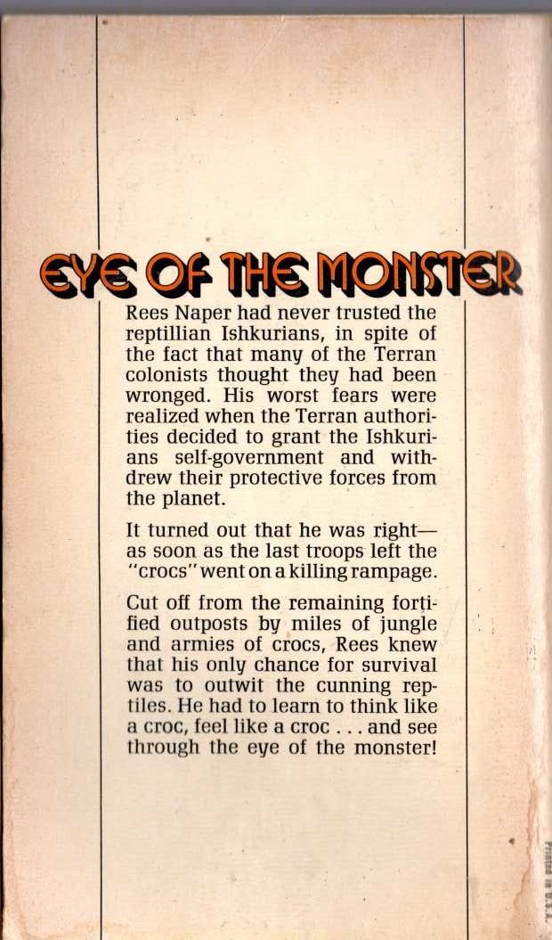 Andre Norton  EYE OF THE MONSTER magnified rear book cover image