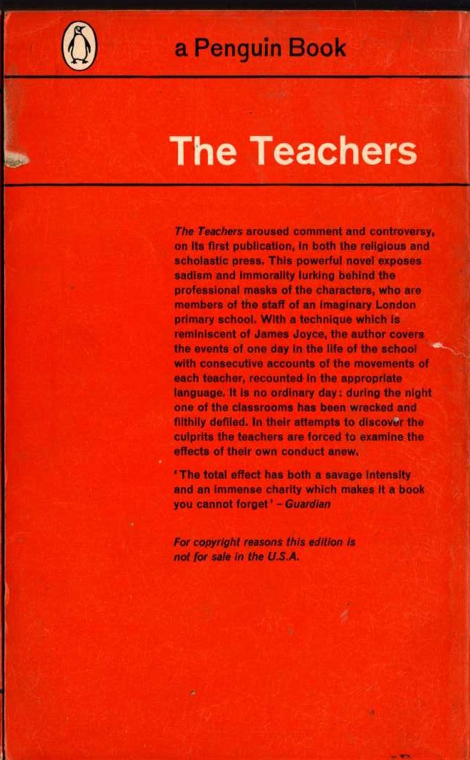 G.W. Target  THE TEACHERS magnified rear book cover image