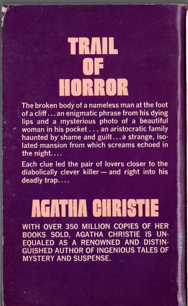 Agatha Christie  THE BOOMERANG CLUE magnified rear book cover image