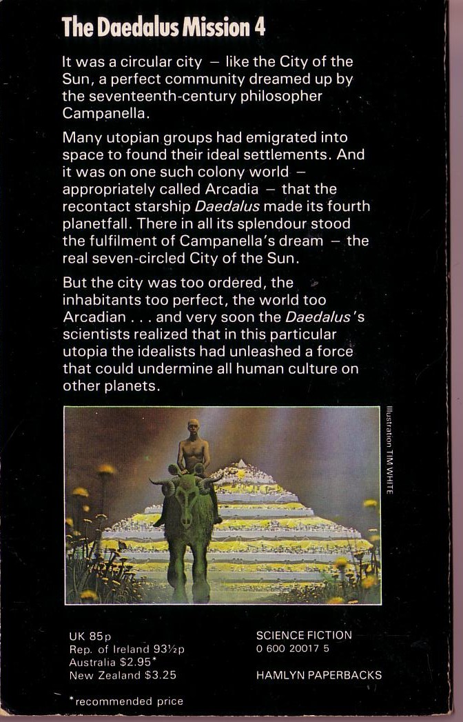 Brian Stableford  THE CITY OF THE SUN magnified rear book cover image