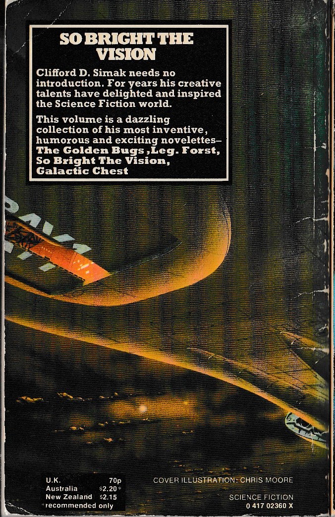 Clifford D. Simak  SO BRIGHT THE VISION magnified rear book cover image