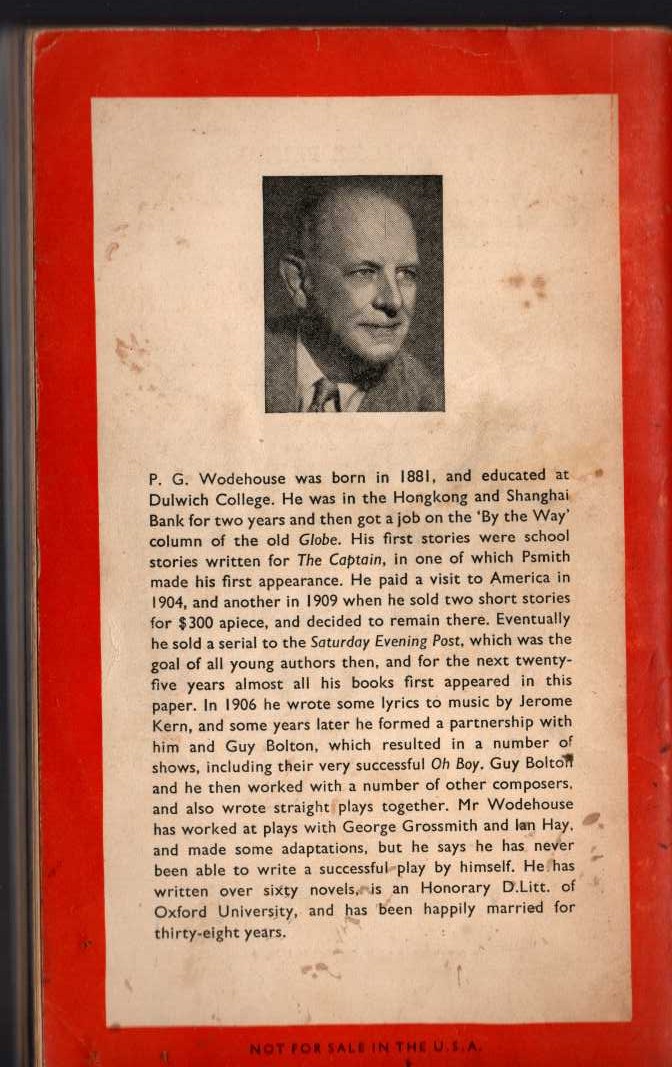 P.G. Wodehouse  THE INIMITABLE JEEVES magnified rear book cover image