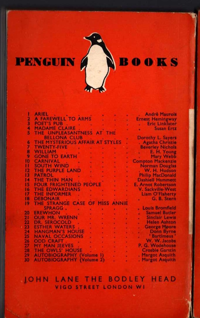 Donn Byrne  HANGMAN'S HOUSE magnified rear book cover image