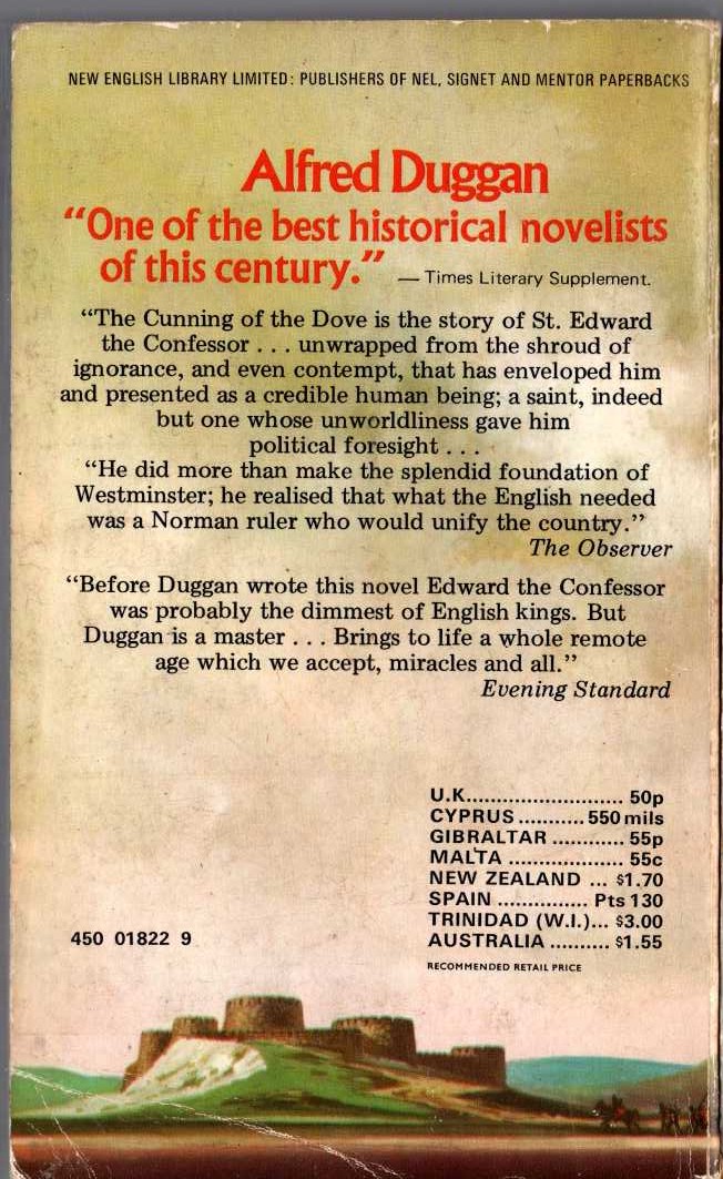 Alfred Duggan  THE CUNNING OF THE DOVE magnified rear book cover image