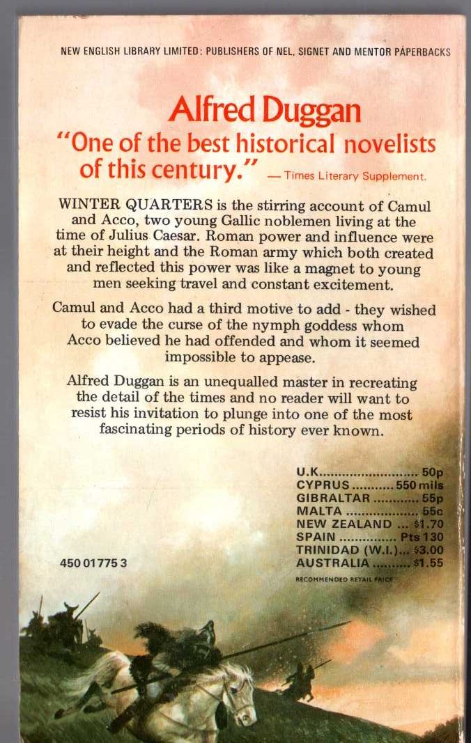 Alfred Duggan  WINTER QUARTERS magnified rear book cover image