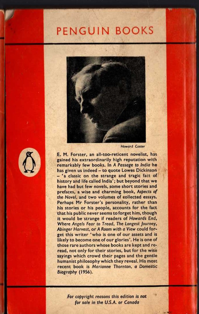 E.M. Forster  THE LONGEST JOURNEY magnified rear book cover image