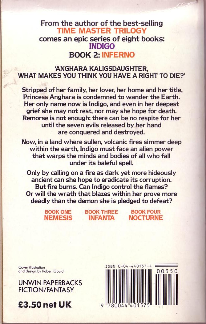 Louise Cooper  INDIGO 2: INFERNO magnified rear book cover image