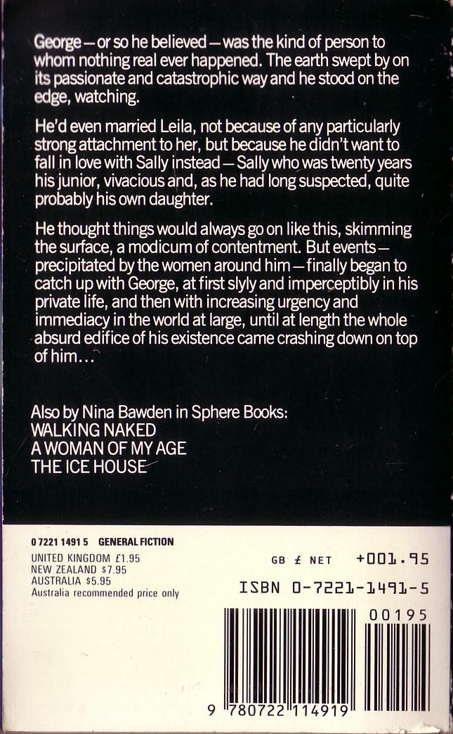 Nina Bawden  ON THE EDGE [GEORGE BENEATH A PAPER MOON] magnified rear book cover image
