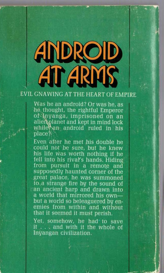 Andre Norton  ANDROID AT ARMS magnified rear book cover image