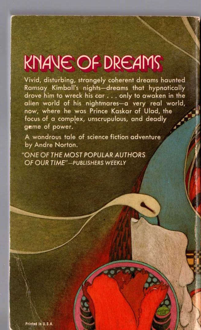 Andre Norton  KNAVE OF DREAMS magnified rear book cover image