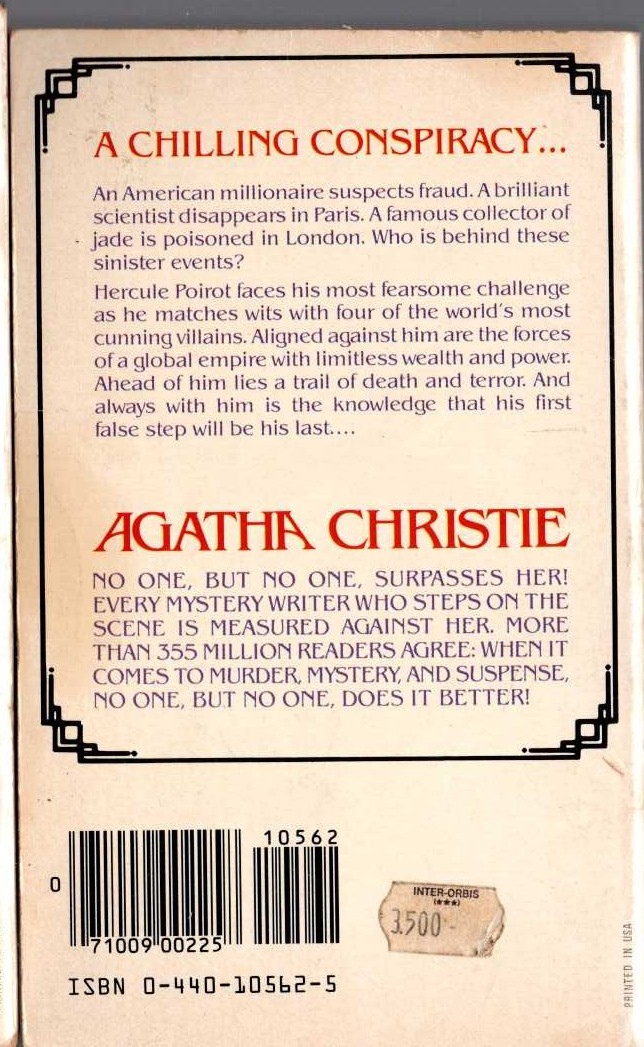 Agatha Christie  THE BIG FOUR magnified rear book cover image