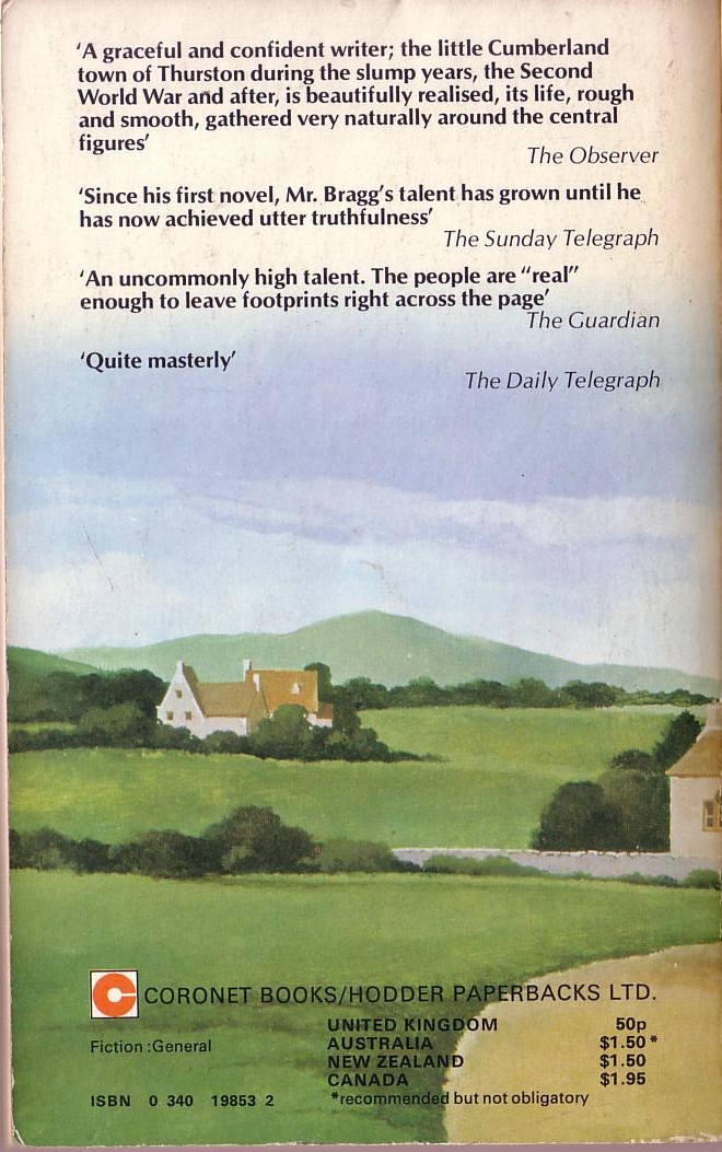 Melvyn Bragg  A PLACE IN ENGLAND magnified rear book cover image