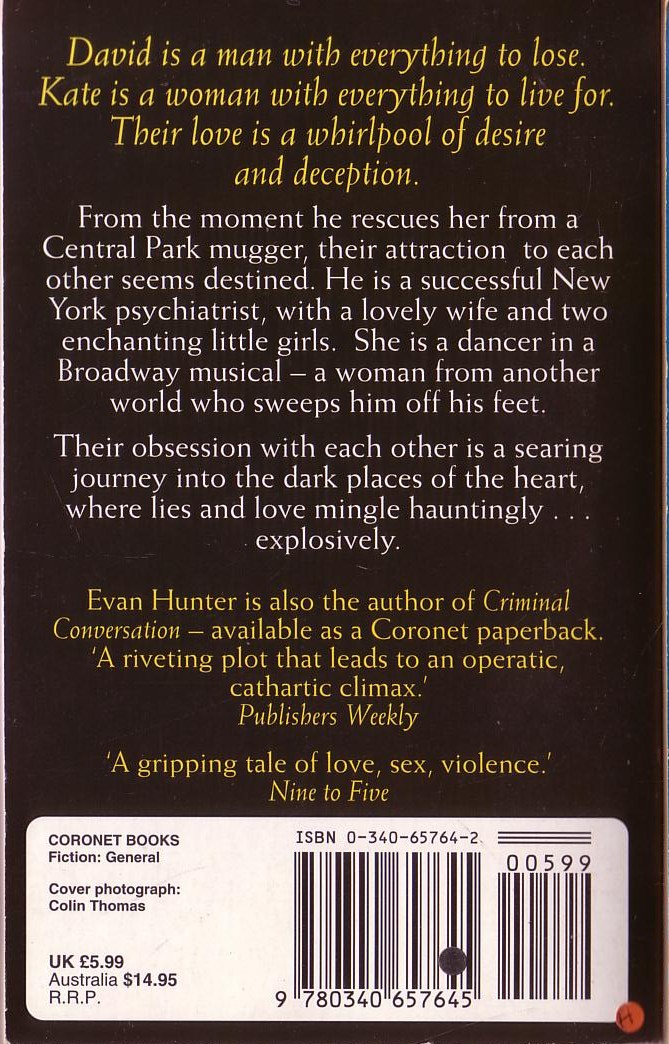 Evan Hunter  CRIMINAL CONVERSATION magnified rear book cover image