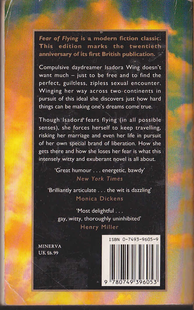 Erica Jong  FEAR OF FLYING magnified rear book cover image