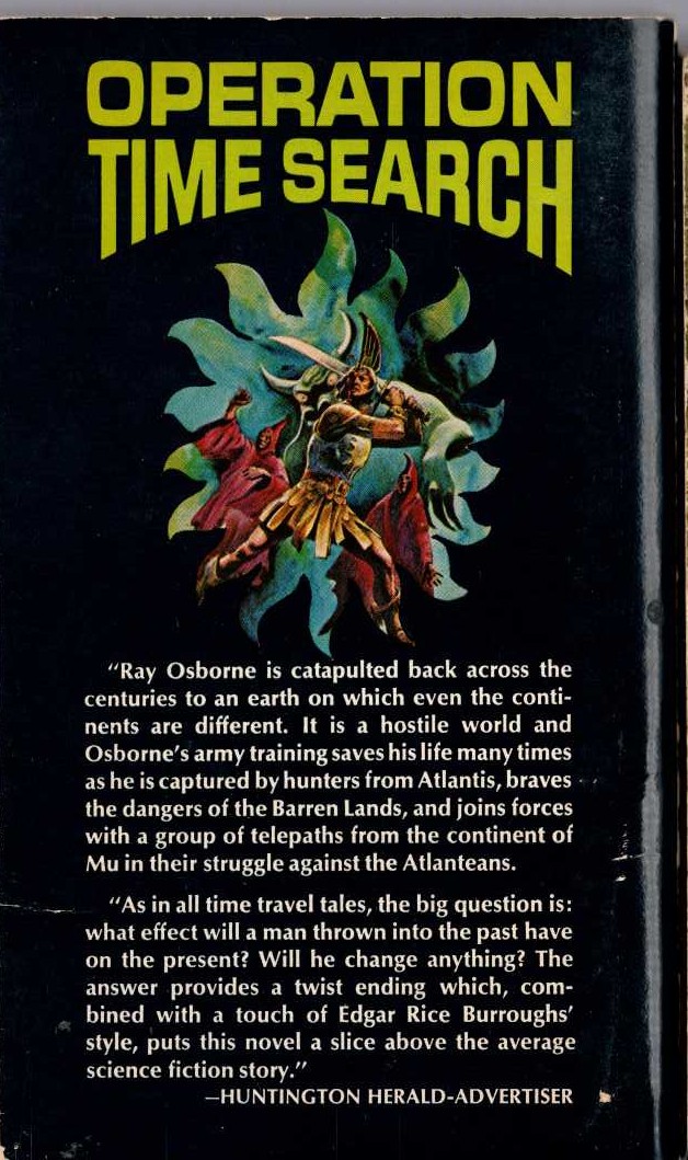 Andre Norton  OPERATION TIME SEARCH magnified rear book cover image