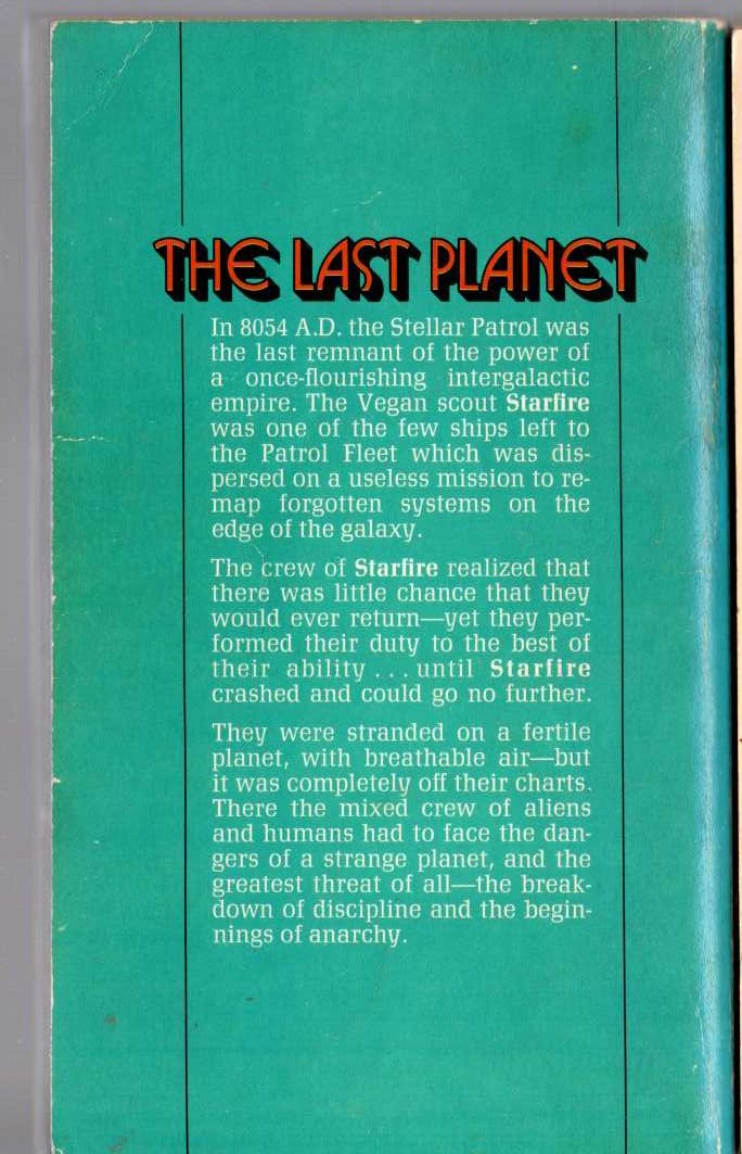 Andre Norton  THE LAST PLANET magnified rear book cover image