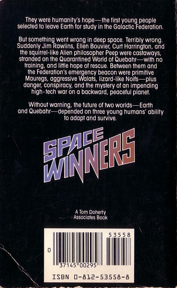 Gordon R. Dickson  SPACE WINNERS magnified rear book cover image