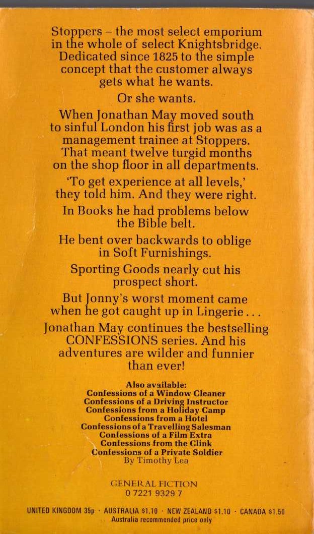 Jonathan May  CONFESSIONS OF A SHOP ASSISTANT magnified rear book cover image