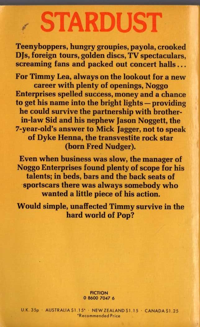Timothy Lea  CONFESSIONS FROM THE POP SCENE magnified rear book cover image