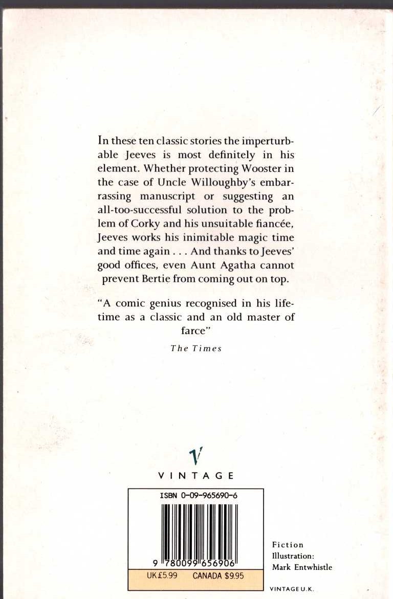 P.G. Wodehouse  CARRY ON, JEEVES magnified rear book cover image