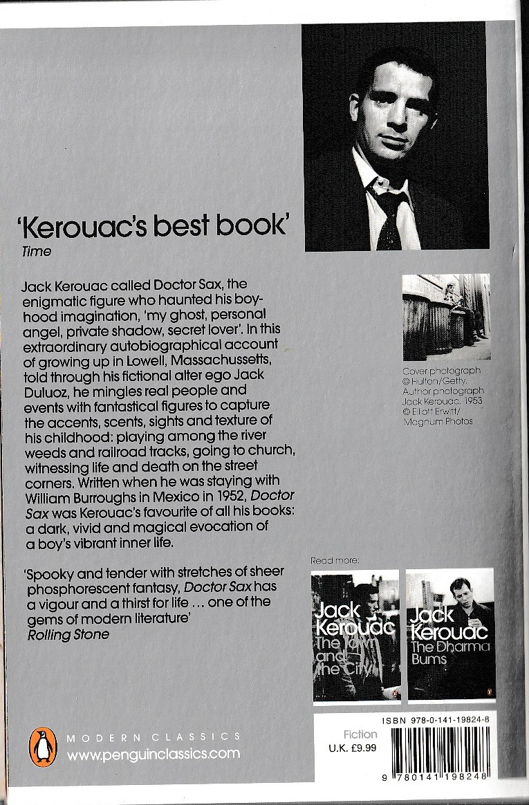 Jack Kerouac  DOCTOR SAX magnified rear book cover image