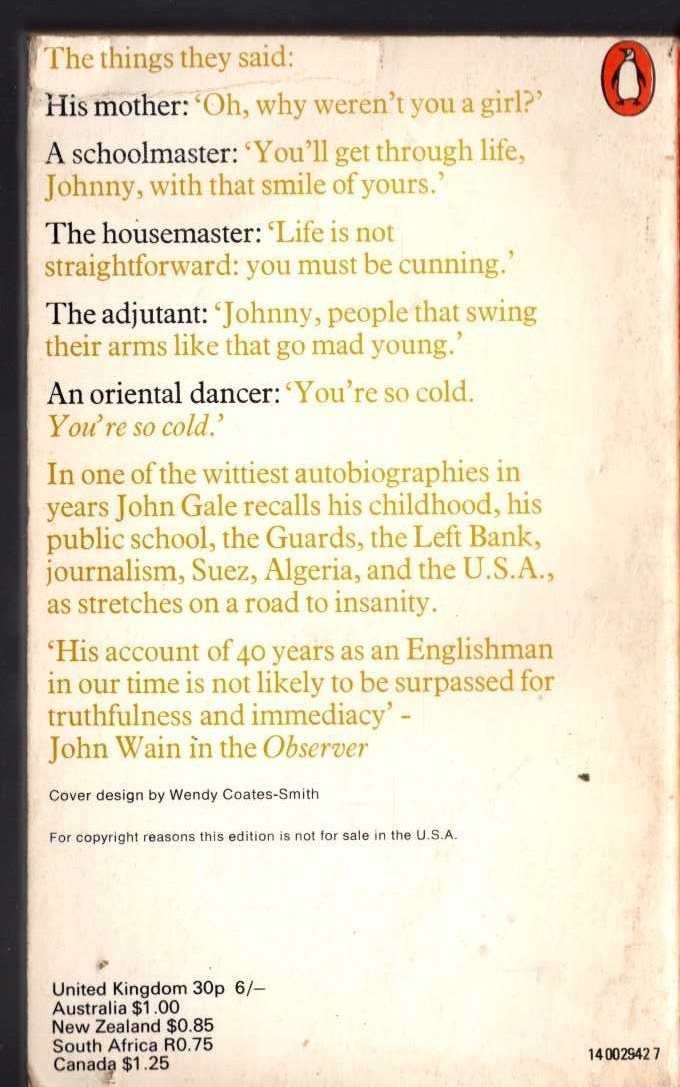 John Gale  CLEAN YOUNG ENGLISHMAN magnified rear book cover image