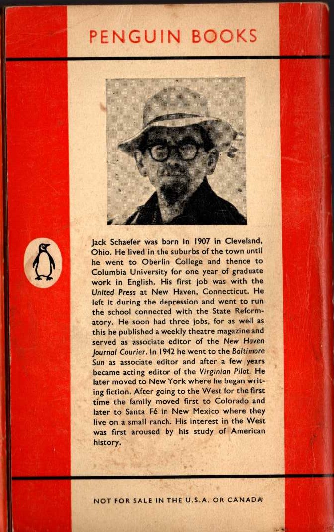 Jack Schaefer  THE PIONEERS magnified rear book cover image