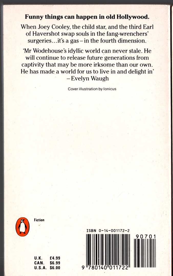 P.G. Wodehouse  LAUGHING GAS magnified rear book cover image