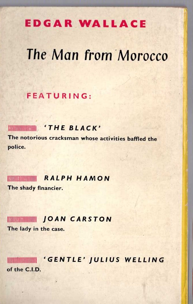 Edgar Wallace  THE MAN FROM MOROCCO magnified rear book cover image