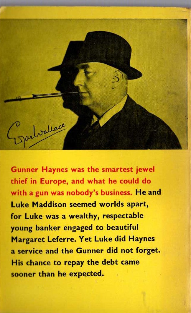 Edgar Wallace  THE GUNNER magnified rear book cover image