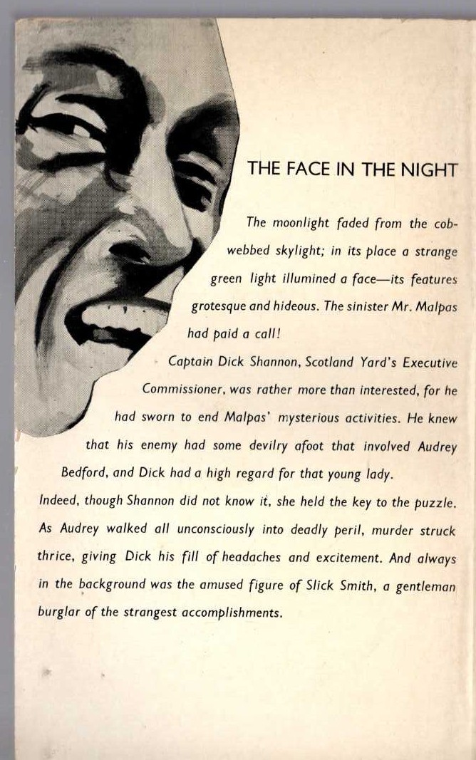 Edgar Wallace  THE FACE IN THE NIGHT magnified rear book cover image