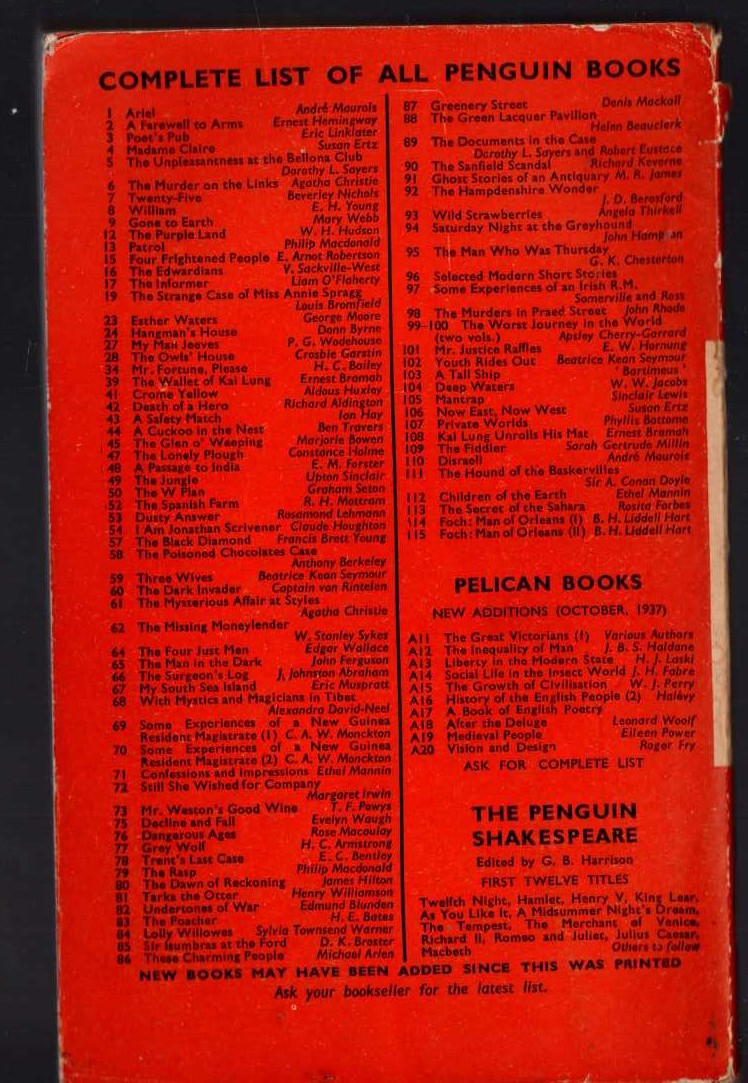 Ernest Bramah  THE WALLET OF KAI LUNG magnified rear book cover image