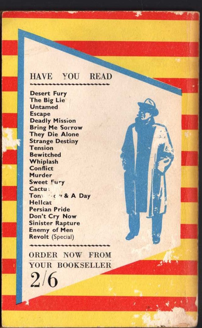 Hank Janson  MENACE magnified rear book cover image