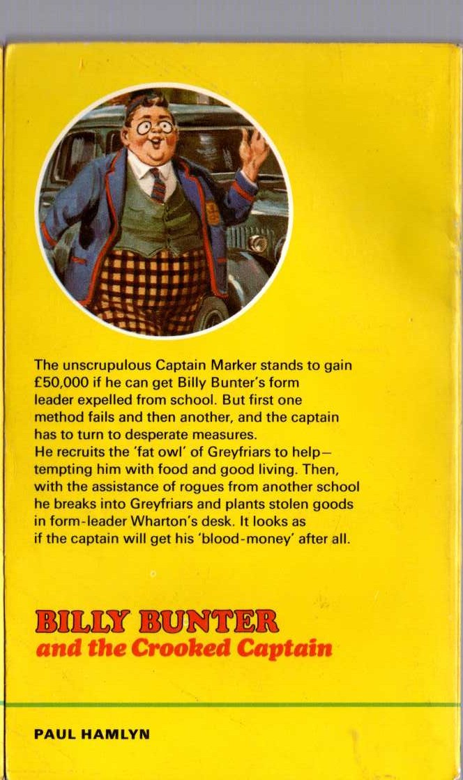 Frank Richards  BILLY BUNTER AND THE CROOKED CAPTAIN magnified rear book cover image