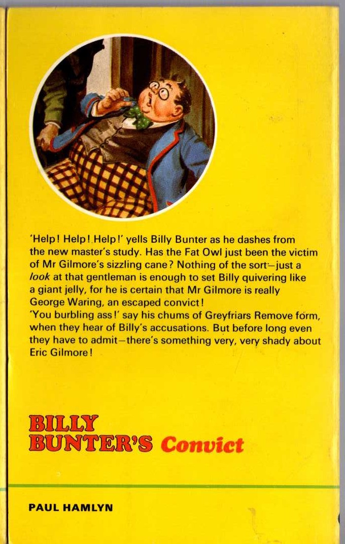 Frank Richards  BILLY BUNTER'S CONVICT magnified rear book cover image