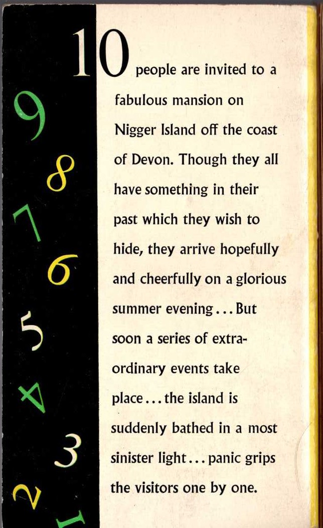 Agatha Christie  TEN LITTLE N----RS magnified rear book cover image