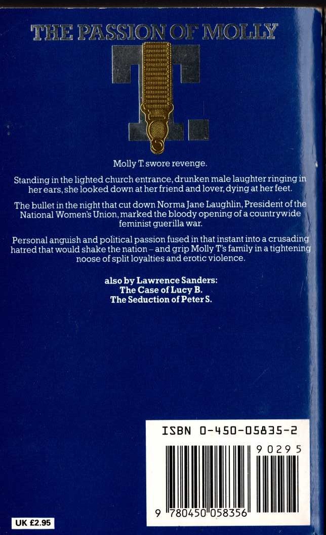 Lawrence Sanders  THE PASSION OF MOLLY T. magnified rear book cover image